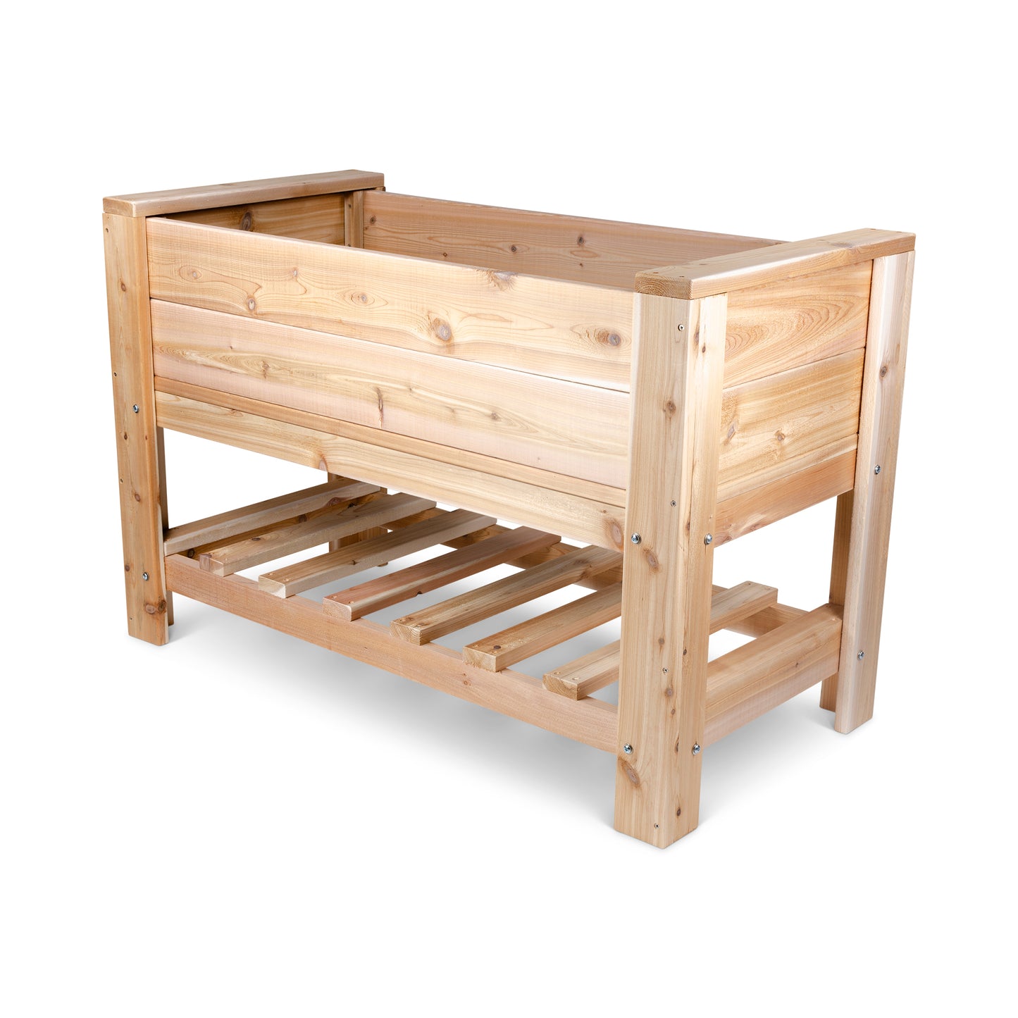 Premium Cedar Elevated Planter Box with Shelf