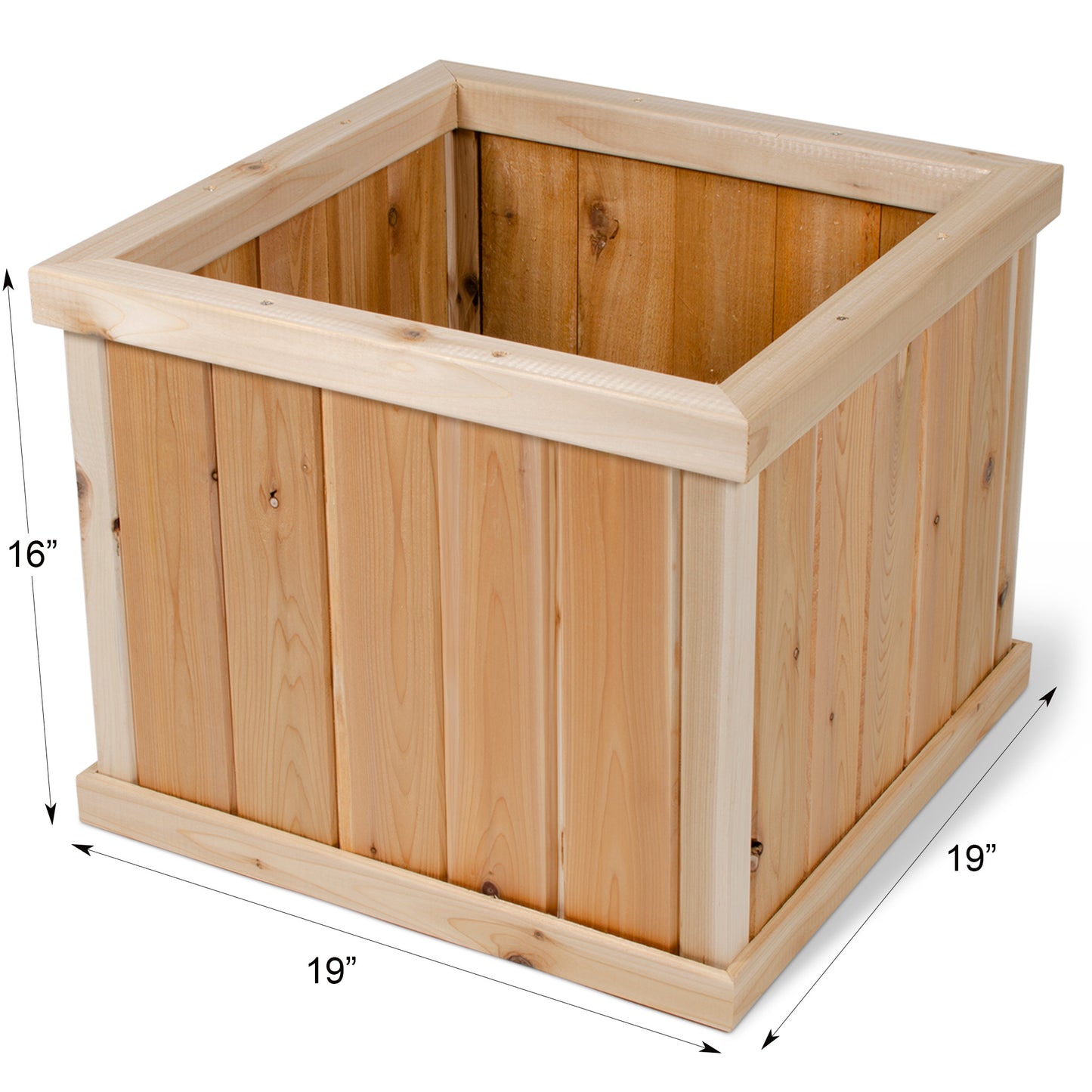 Premium Cedar Square Patio Planter - 19" x 19" x 16"