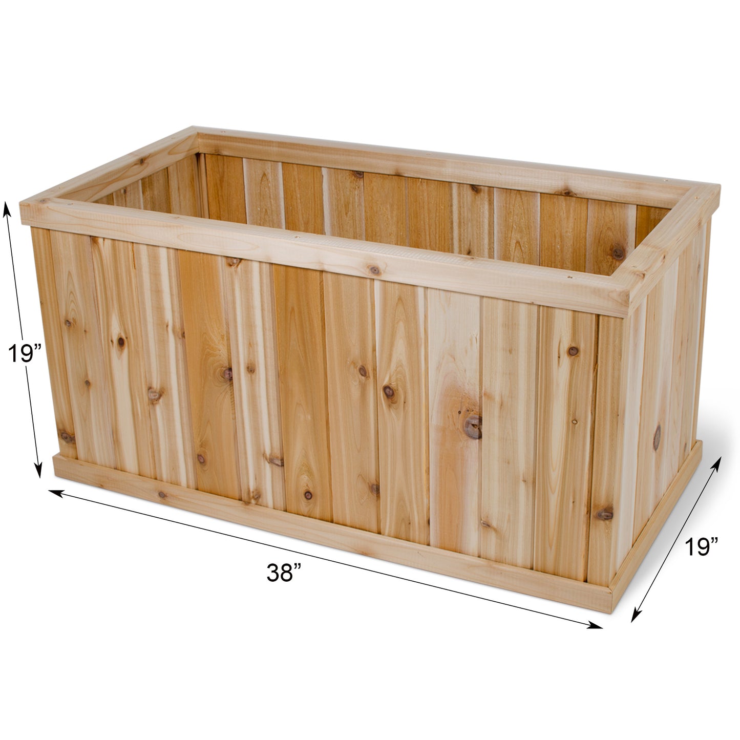 Premium Cedar Rectangular Patio Planter - 38" x 19" x 19"