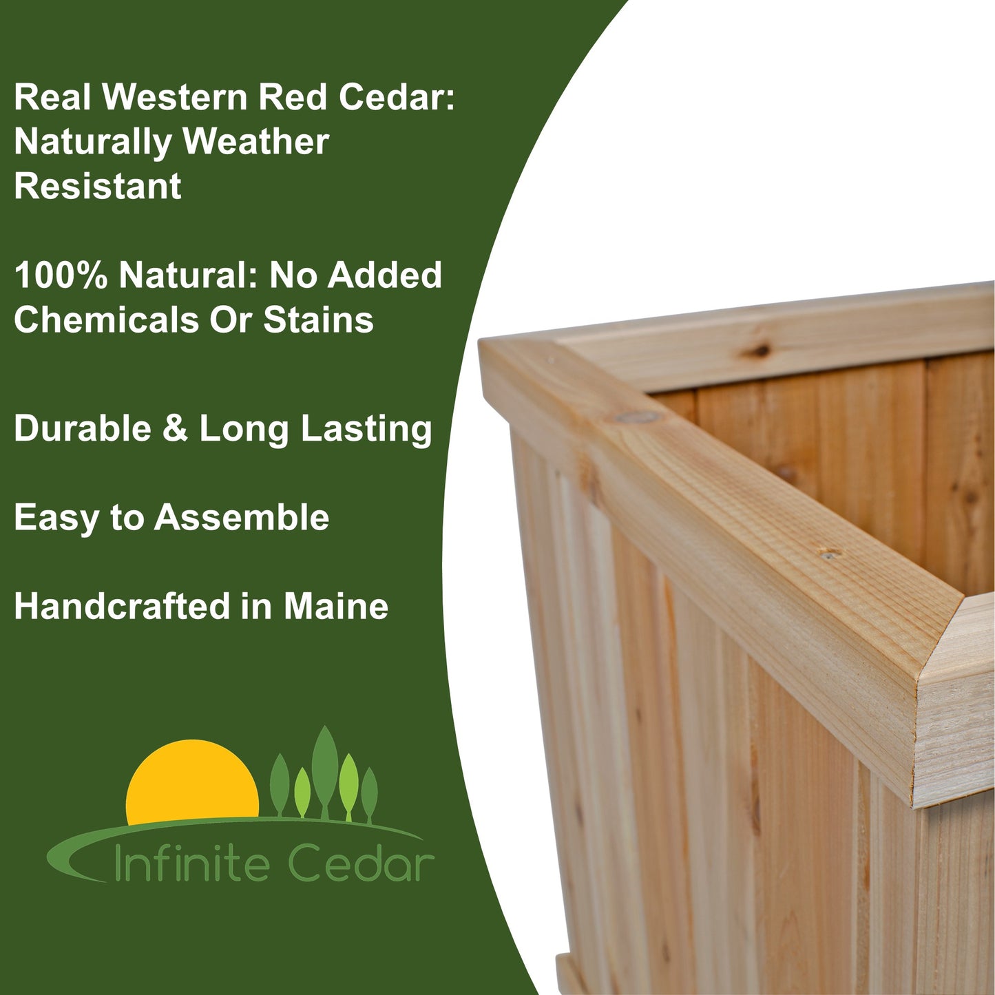 Premium Cedar Rectangular Patio Planter - 38" x 19" x 19"